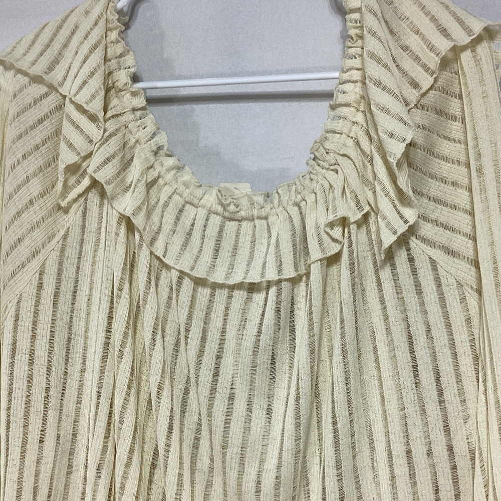 NWT Anthropologie XL Cream Ruffle Blouse - Picture 7 of 10